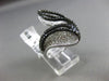 ESTATE MASSIVE 3.18CT WHITE & BLACK DIAMOND 14K WHITE GOLD 3D LEAF COCKTAIL RING