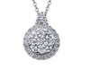 ESTATE 1.07CT ROUND DIAMOND 18K WHITE GOLD CLUSTER CIRCULAR FLOWER LOVE NECKLACE