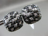 ESTATE 3.50CT WHITE & BLACK DIAMOND 14KT WHITE GOLD 3D SQUARE CLIP ON EARRINGS