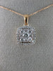 ESTATE .50CT DIAMOND 14KT WHITE & ROSE GOLD CLUSTER HALO SQUARE FLOATING PENDANT