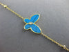 ESTATE LARGE .08CT DIAMOND & AAA TURQUOISE 18KT ROSE GOLD 3D BUTTERFLY BRACELET