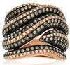ESTATE EXTRA LARGE 2.12CT WHITE & CHOCOLATE FANCY DIAMOND 14KT ROSE GOLD 3D RING