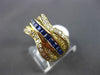 ESTATE WIDE 1.15CT DIAMOND & SAPPHIRE 14KT YELLOW GOLD 3D HALO ANNIVERSARY RING