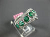 ESTATE LARGE 1.96CT DIAMOND & AAA EMERALD 18K WHITE GOLD CRISS CROSS LOVE RING