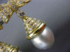 ESTATE LARGE 1.80CT DIAMOND & PEARL 18KT YELLOW GOLD BOW HANGING EARRINGS #26055