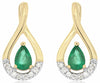 ESTATE .87CT DIAMOND & AAA EMERALD 14KT YELLOW GOLD PEAR SHAPE HANGING EARRINGS