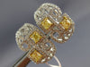 ESTATE WIDE 1.78CT WHITE & FANCY YELLOW DIAMOND 18K 2 TONE GOLD CLIP ON EARRINGS