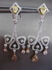 ESTATE LARGE 4.35CT DIAMOND & FANCY DIAMOND 18KT TRI GOLD HEART HANGING EARRINGS