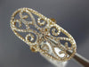 ESTATE LARGE .90CT DIAMOND 18K ROSE GOLD 3D OPEN FILIGREE DOUBLE HEART OVAL RING