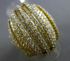 ESTATE MASSIVE 4.76CT DIAMOND 18KT YELLOW GOLD 3D MULTI ROW OPEN COCKTAIL RING