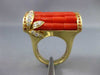 ESTATE EXTRA LARGE 1.76CT DIAMOND AAA CORAL & CITRINE 18KT YELLOW GOLD LOVE RING