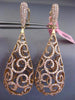 ESTATE EXTRA LARGE 5.34CT PINK DIAMOND 18K ROSE GOLD FILIGREE TEAR DROP EARRINGS