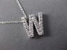 .38CT ROUND DIAMOND 14KT WHITE GOLD CLASSIC "W" INITIAL FLOATING PENDANT #18317