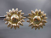 ESTATE LARGE 14KT YELLOW GOLD 3D HANDCRAFTED SUNFLOWER EARRINGS BEAUTIFUL #24053