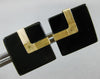 ESTATE LARGE AAA BLACK ONYX 14KT YELLOW GOLD CLASSIC SQUARE STUD EARRINGS #26504