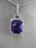 ESTATE LARGE 2.70CT DIAMOND & AMETHYST 14KT WHITE GOLD HALO EMERALD CUT PENDANT