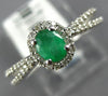 ESTATE .54CT DIAMOND & AAA EMERALD 14KT WHITE GOLD 3D OVAL HALO FRIENDSHIP RING