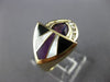 ESTATE LARGE 1.65CT DIAMOND AAA AMETHYST & ENAMEL 14K YELLOW GOLD 3D RING #26464