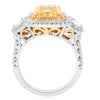 ESTATE LARGE 4.34CT WHITE & FANCY YELLOW DIAMOND 18K 2 TONE GOLD ENGAGEMENT RING