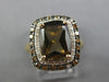 LARGE 3.30CT WHITE & CHOCOLATE FANCY DIAMOND & SMOKY TOPAZ 14K 2 TONE GOLD RING