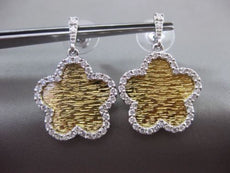 ESTATE 1.46CT DIAMOND 14KT WHITE & YELLOW GOLD 3D FIVE CLOVER HANGING EARRINGS
