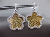 ESTATE 1.46CT DIAMOND 14KT WHITE & YELLOW GOLD 3D FIVE CLOVER HANGING EARRINGS