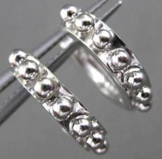 ESTATE SMALL 14KT WHITE GOLD ROUNDED 3D HUGGIE HOOP EARRINGS 13mm X 2.5mm #24344