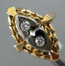 ANTIQUE .14CT DIAMOND 14K WHITE & YELLOW GOLD CLASSIC HEART FILIGREE RING #21032