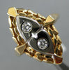 ANTIQUE .14CT DIAMOND 14K WHITE & YELLOW GOLD CLASSIC HEART FILIGREE RING #21032