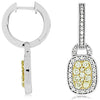 .90CT WHITE & FANCY YELLOW DIAMOND 14KT WHITE GOLD 3D FILIGREE HANGING EARRINGS