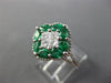 LARGE 1.35CT DIAMOND & AAA EMERALD 14K WHITE GOLD MULTI SHAPE SQUARE FLOWER RING