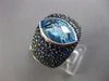 ESTATE LARGE 6.99CT BLUE TOPAZ & SAPPHIRE 18KT WHITE GOLD 3D MARQUISE FUN RING