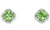 1.10CT DIAMOND & AAA PERIDOT 14KT WHITE GOLD 4 LEAF CLOVER FLOWER STUD EARRINGS