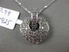 ESTATE .75CT DIAMOND 14K WHITE GOLD 3D PAVE CLASSIC HEART FLOATING HEART PENDANT