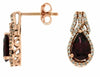ESTATE 2.35CT DIAMOND & AAA RHODOLITE 14KT ROSE GOLD PEAR SHAPE & ROUND EARRINGS
