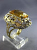 ESTATE LARGE 7.95CT DIAMOND & AAA CITRINE 14K WHITE & YELLOW GOLD FILIGREE RING