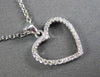 ESTATE .17CT DIAMOND 14K WHITE GOLD CLASSIC OPEN HEART PENDANT & CHAIN BEAUTIFUL