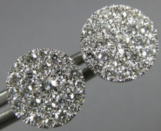 ESTATE LARGE 1.0CT DIAMOND 14KT WHITE GOLD SOLITAIRE HALO CLUSTER STUD EARRINGS