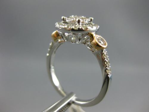 ESTATE WIDE 1.13CT DIAMOND 14K WHITE & ROSE GOLD 3D HALO FRIENDSHIP PROMISE RING