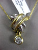 ESTATE LARGE 1.20CT ROUND & BAGUETTE DIAMOND 14K 2 TONE GOLD X SOLITAIRE PENDANT