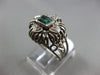 ANTIQUE .54CT DIAMOND & AAA EMERALD 14KT WHITE GOLD 3D HEART SHAPE FILIGREE RING