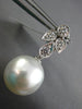 ESTATE LARGE .85CT DIAMOND & AAA SOUTH SEA PEARL 18K WHITE GOLD HANGING EARRINGS