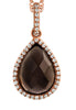 ESTATE 2.32CT DIAMOND & AAA SMOKY QUARTZ 14KT ROSE GOLD TEAR DROP HALO PENDANT