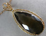 ANTIQUE LARGE VICTORIAN AAA SMOKY TOPAZ 14KT ROSE GOLD TEARDROP PENDANT #20947