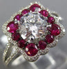 ESTATE 1.67CT DIAMOND & AAA RUBY 14KT WHITE GOLD 3D SQUARE HALO ENGAGEMENT RING