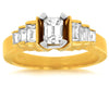 ESTATE 1.40CT BAGUETTE DIAMOND 14KT YELLOW GOLD CLASSIC PYRAMID ENGAGEMENT RING