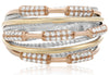 ESTATE WIDE .31CT DIAMOND 14KT TRI COLOR GOLD CLASSIC MULTI ROW ANNIVERSARY RING