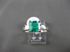 ESTATE 2.01CT DIAMOND & EMERALD 14KT WHITE GOLD 3 STONE SQUARE ENGAGEMENT RING