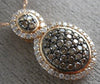 ESTATE .50CT WHITE & CHOCOLATE FANCY DIAMOND 14KT ROSE GOLD CLUSTER OVAL PENDANT