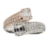 ESTATE LARGE 1.05CT DIAMOND 18KT WHITE & ROSE GOLD 3D PAVE CRISS CROSS LOVE RING